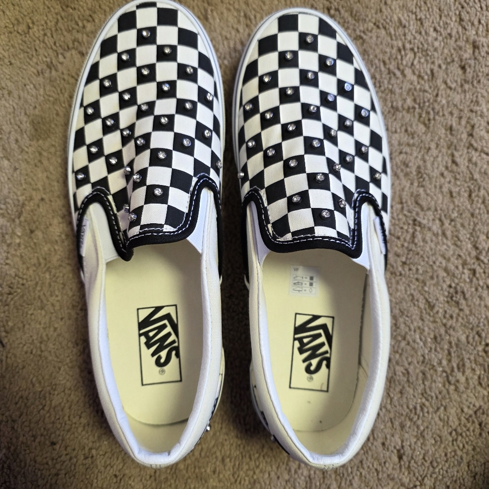 Vans Black and White Checkered Slip-On Sneakers